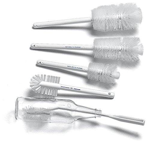 SPARTA 4046702 Plastic Bottle Brush, Decanter Brush, Kitchen Brush With Soft Polyester Bristles For Cleaning, 16 Inches, White