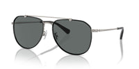 Thumbnail for COACH Men's HC7164 Aviator Sunglasses, Satin Gunmetal/Black/Grey Solid Polarized, 59 mm