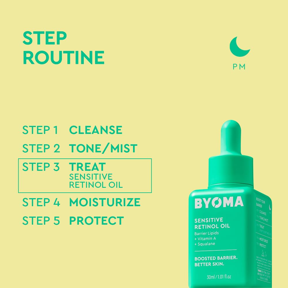 BYOMA Sensitive Retinol Oil - Face Treatment with Squalane & Vitamin A - Ideal for Sensitive Skin - Barrier Repair - 1.01 Fl. Oz