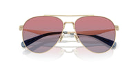 Thumbnail for COACH Women's HC7169 Aviator Sunglasses, Shiny Light Gold/Blue Saddle Gradient, 57 mm