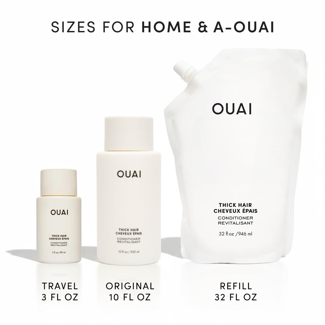 OUAI Thick Hair Conditioner Refill - Moisturizing Conditioner for Dry, Frizzy Hair - Keratin, Marshmallow Root, Shea Butter and Avocado Oil - Paraben, Phthalate & Sulfate Free (32 Oz)