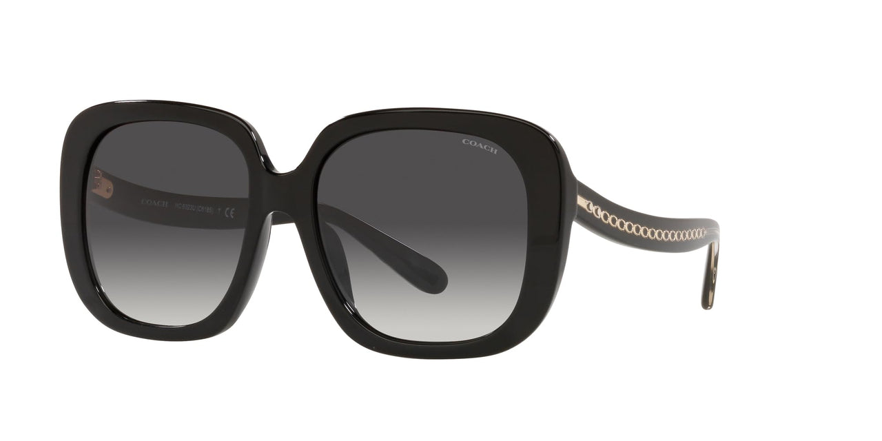 Coach HC8323U Universal Fit Sunglasses, Black/Light Grey Black Gradient, 56 mm