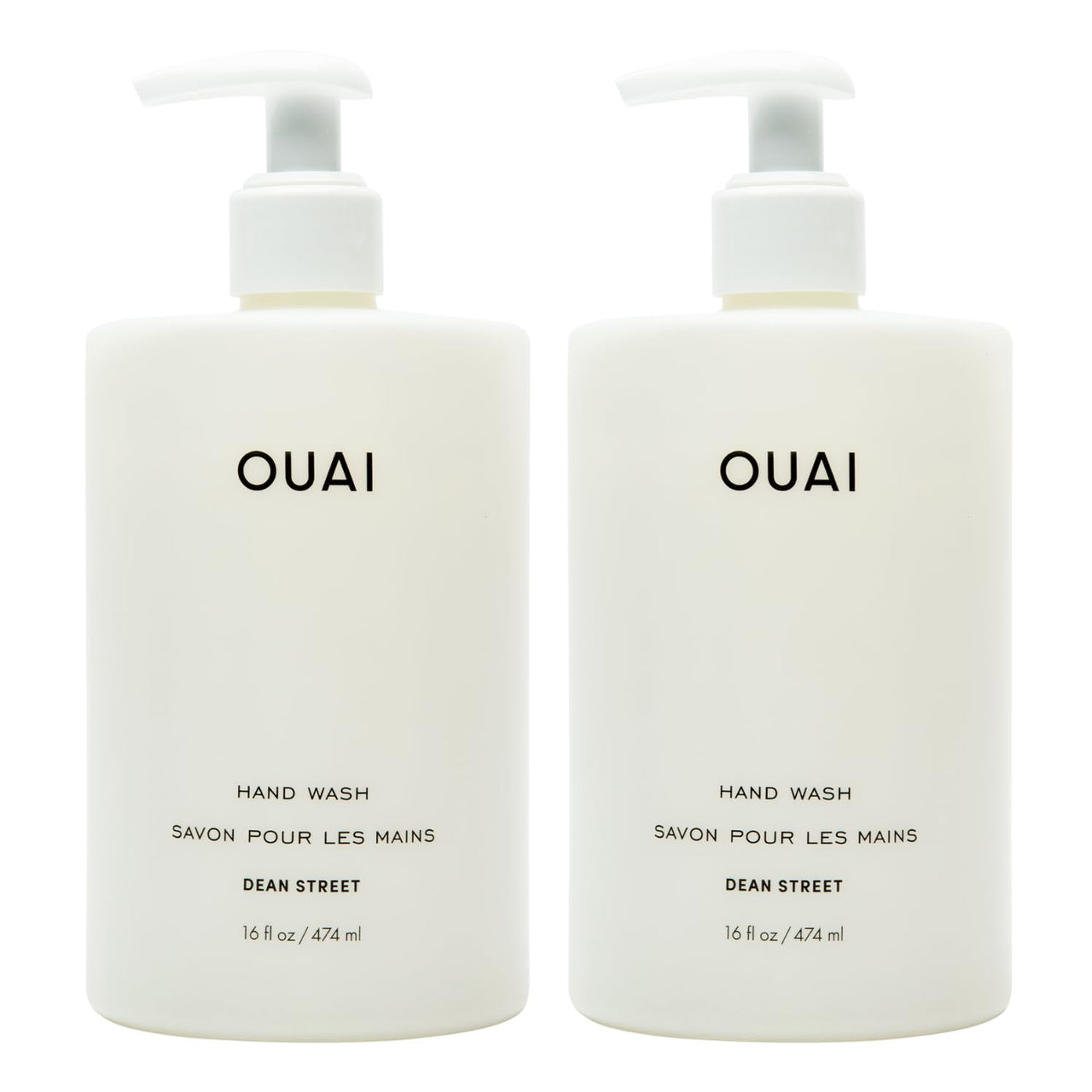 OUAI Hand Wash Full Size - Liquid Hand Soap with Jojoba, Avocado, & Rose Hip Oil for Replenished Skin - Gentle Exfoliating Bathroom + Kitchen Hand Soap - (2 Pack, 16 Fl Oz Each)