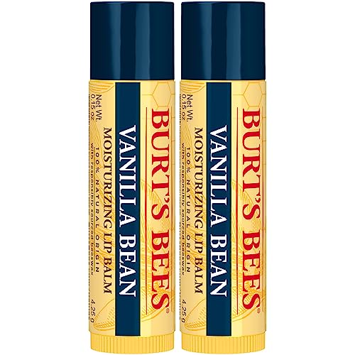 Burt's Bees Lip Balm - Vanilla Bean, Lip Moisturizer With Responsibly Sourced Beeswax, Tint-Free, Natural Origin Conditioning Treatment, 2 Tubes, 0.15 oz.