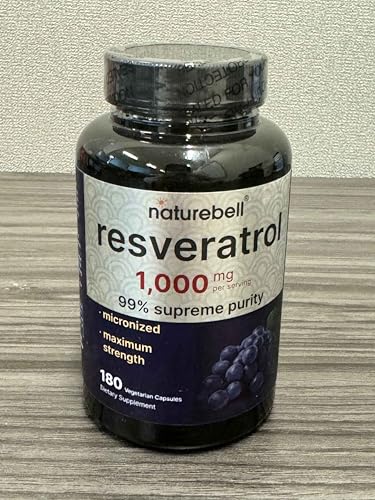 NatureBell Resveratrol - 180 Vegetarian Capsules - 1,000mg Polygonum Cuspidatum Extract - Antioxidant Support - Heart, Brain & Immune Wellness*