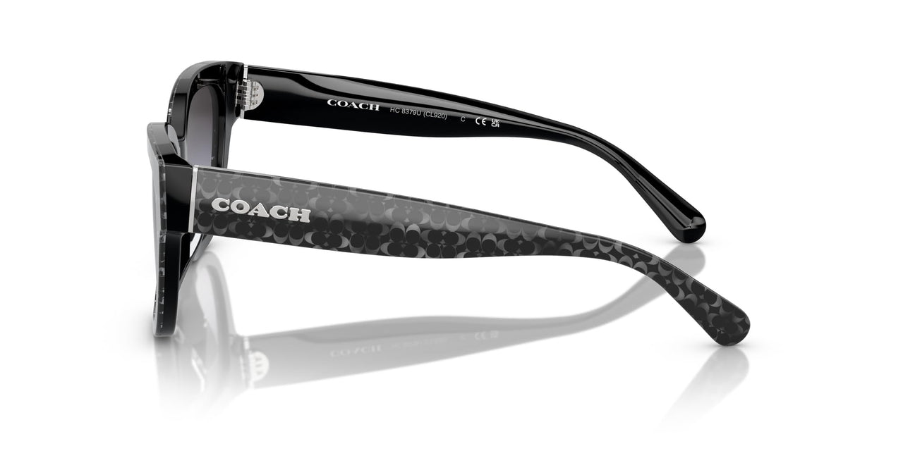 Coach HC8379U Universal Fit Sunglasses, Grey Pearl Signature C/Grey Gradient, 54 mm