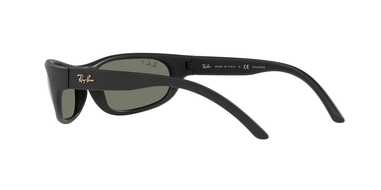 Ray-Ban Men's RB4033 Predator Rectangular Sunglasses, Matte Black/Polarized Green, 60 mm