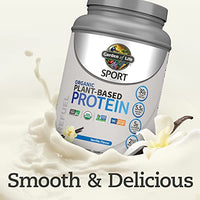 Thumbnail for Organic Vegan Vanilla Protein Powder with Probiotics, BCAAs, 30g Plant Protein, NSF Certified, Gluten Free & Sport, Non GMO, Garden of Life Sport Protein Powder - 19 Servings