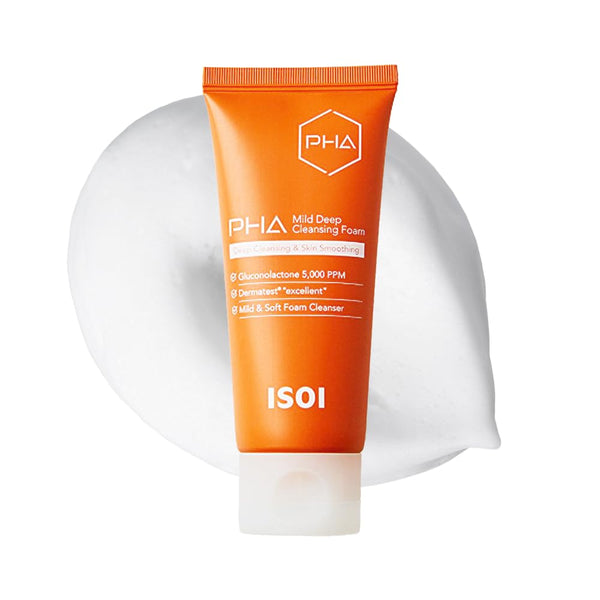 ISOI PHA Mild Deep Cleansing Foam, Gentle Daily Exfoliating Face Cleanser with Hydrating PHA Formula, Deep Cleansing for Sensitive Skin, Korean Skin Care (3.38 fl.oz, 100ml)