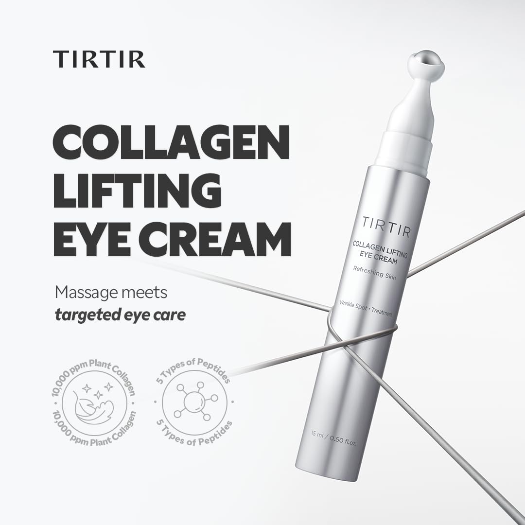TIRTIR Collagen Lifting Eye Cream - Roller Applicator, Wrinkle Spot Treatment, Revitalizing Moisturizer,Tightening Under Eye For Wrinkles,Fine Lines, Under Eye Bags, Lift Treatment For Men & Women