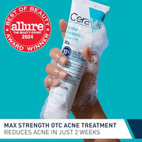 Thumbnail for CeraVe Acne Foaming Cream Wash, Gentle Face and Body Cleanser with Benzoyl Peroxide 10%, Hyaluronic Acid, and Niacinamide, 10% Benzoyl Peroxide Treatment Clears Pimples and Blackheads 5 Oz