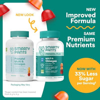 Thumbnail for SmartyPants Prenatal Multivitamin Gummies, Omega 3 (DHA/EPA), Methylfolate, Biotin, Vitamin D3, C, Vitamin B12, B6, Vitamin A, K & Zinc, Gluten Free, 90 Count (30 Day Supply)