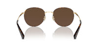 Thumbnail for COACH Men's HC7163 Round Sunglasses, Light Gold/Dark Tortoise/Brown Solid, 52 mm