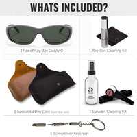 Thumbnail for Ray-Ban RB2016 DADDY-O II Rectangle Sunglasses With Eyewear Kit Bundle - High Bridge Fit - Ideal Formal and Casual Wear Retro Sunglasses