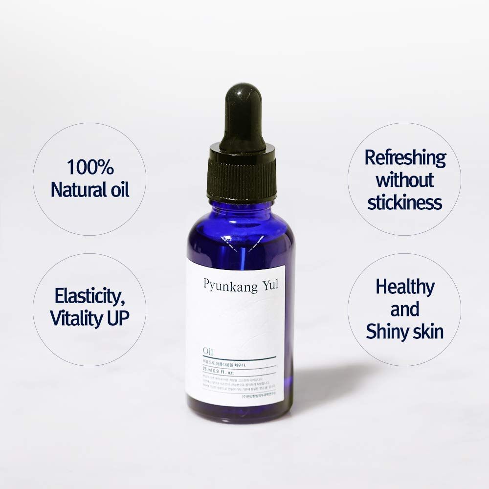 Pyunkang Yul PKY Facial Oil for All Skin Types - 100% Natural Vitamin E From Shea Butter, Pure Vitamin C from Lemon & Bergamot, Lavender & Rosemary Leaf Oil Calm Irritated Skin 0.9 Fl. Oz