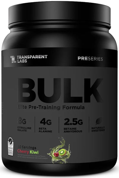 Transparent Labs Bulk Black Pre Workout - Clinically Dosed, Sugar Free Preworkout for Men and Women with Beta Alanine Powder, Citrulline Malate, & Caffeine - 30 Servings, Cherry Kiwi