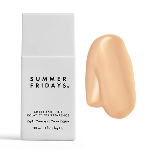 Summer Fridays Sheer Skin Tint - Skin Tint with Hyaluronic Acid - Helps Diminish Uneven Skin Tone - Sheer to Light Coverage - Shade 1 - Fair with Neutral Peach Undertones (1 Fl Oz)