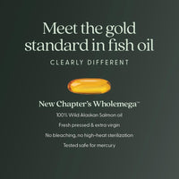 Thumbnail for New Chapter Wholemega Fish Oil Supplement - 2000mg per Serving, Clinically Proven Wild Alaskan Salmon Oil with Omega-3 + Vitamin D3 + Astaxanthin, 180 Softgels