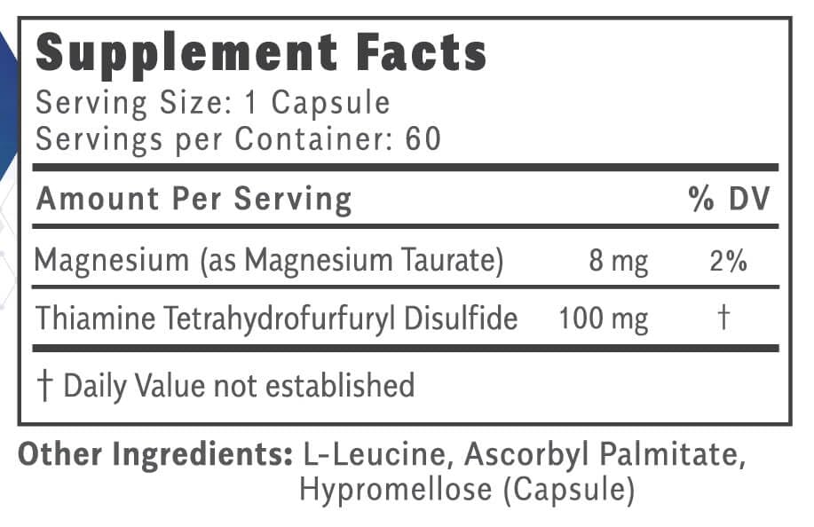 Objective Nutrients Thiamax Vitamin B1 (Thiamine TTFD), The Original, No Toxic Fillers, Supports Energy Metabolism, High Dose, Third Party Tested, All Active Ingredients 100mg, 60 Count