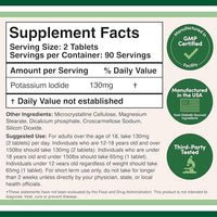 Thumbnail for Potassium Iodide 130mg Tablets - Emergency Use for Exposure - 180 Count, 3 Month Supply - Double Wood Supplements