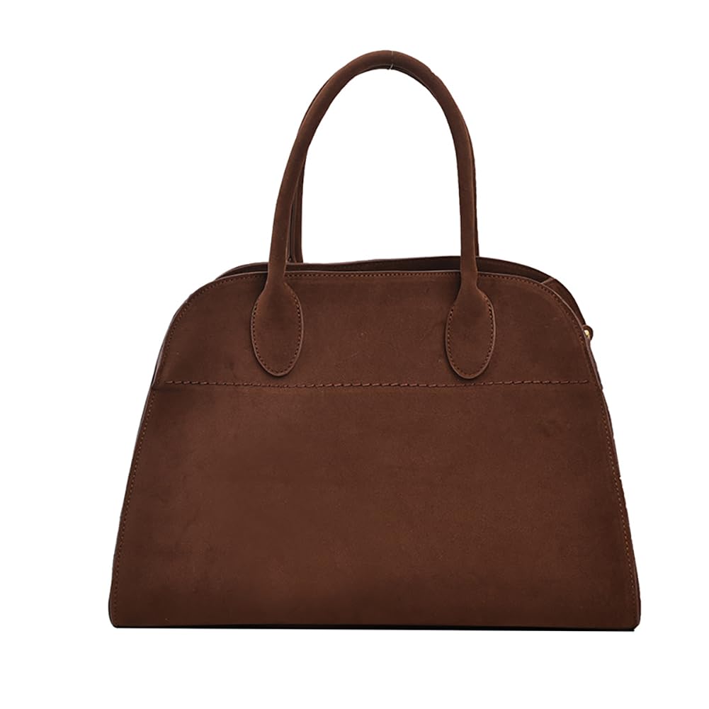 Covelin Women's Retro Suede Tote Bag Ladies' Fashion Shoulder Handbag Top Handle Purse Small Brown