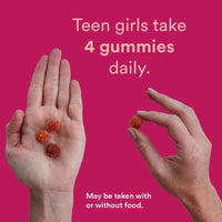 Thumbnail for SmartyPants Teen Girl Multivitamin Gummies: Omega 3 Fish Oil (EPA/DHA), Vitamin C, D3, B12, Vitamin A, K & Zinc, Gluten Free, Includes Biotin to Support Hair, Skin & Nails, 120 Count (30 Day Supply)