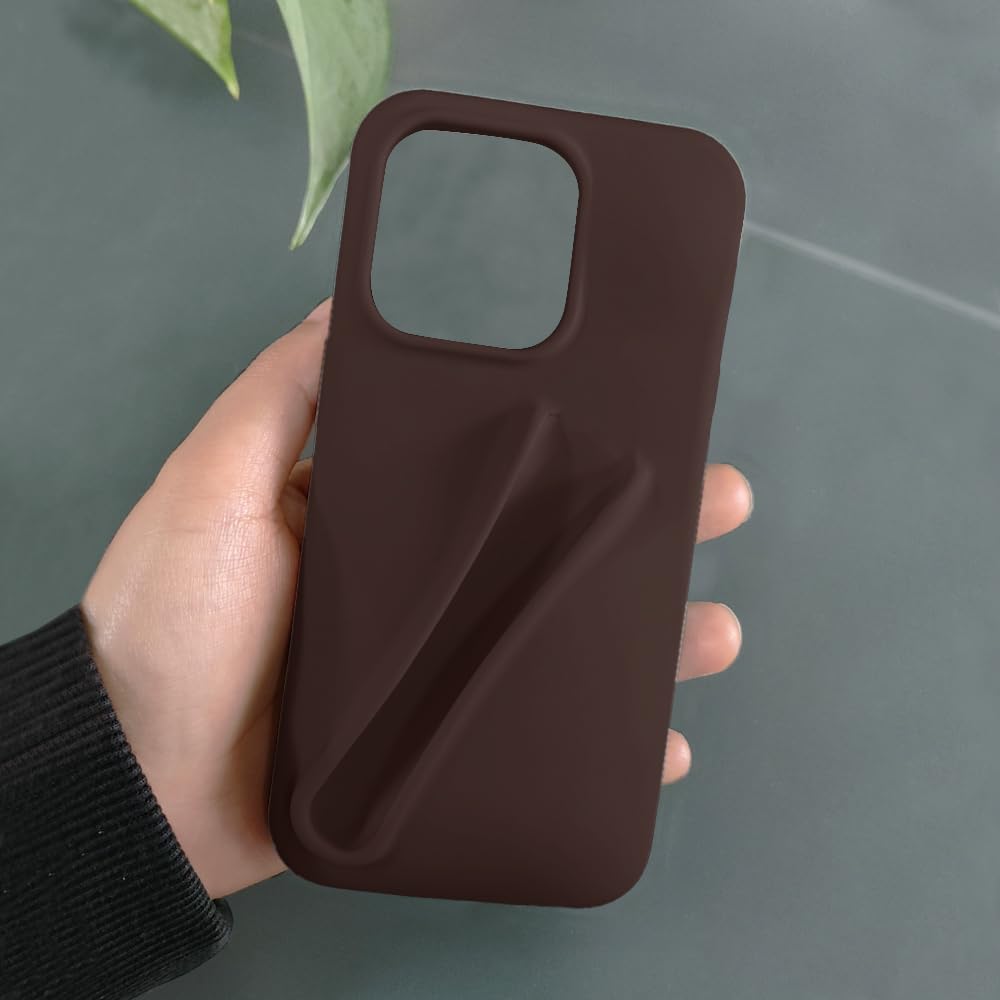 Generic Lip Gloss Phone 14 Pro Case - Premium Silky Silicone Lip and Phone Case with Puffy Back and Tactile Buttons for Easy Grip - Protective and Stylish Case Phone 14 Pro (Brown)