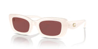 Thumbnail for COACH Women's HC8390U Sculpted C Hardware Universal Fit Rectangular Sunglasses, Milky Cloud/Wine Solid, 51 mm