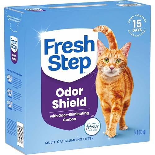 Fresh Step Clumping Cat Litter, Multi-Cat, Long Lasting Odor Control Kitty Litter with Activated Charcoal, Low Dust Formula, 14 lb