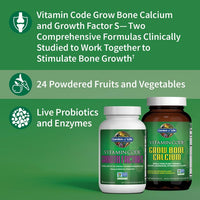 Thumbnail for Garden of Life Calcium Supplement - Vitamin Code Grow Bone Made with Whole Foods, Strontium, Magnesium, K2 MK7, Vitamin D3 & C Plus Probiotics for Gut Health, 30 Day Supply