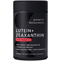 Thumbnail for Sports Research® Lutein and Zeaxanthin Capsules - Eye Health Support Supplement Made with Lute-Gen® and Organic Coconut Oil - Vegan Friendly & Non-GMO Verified - 30 Veggie Softgels