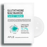 Thumbnail for APLB Glutathione Niacinamide Sheet Mask 10pcs | LIPO GLUTA NIAC CEN™ 13.7% 0.85 FL.OZ/Korean Skincare, Deep hydration & Soothing, Sensitive Skin, Improve skin elasticity