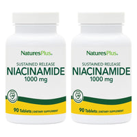 Thumbnail for NaturesPlus Niacinamide 1000 mg - 90 Sustained Release Tablets, Pack of 2 - Supports Immune & Skin Health, Energy Production & Brain Function - Vegetarian, Gluten Free - 180 Total Servings