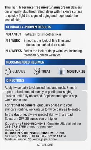 Neutrogena Rapid Wrinkle Repair, Retinol Face Moisturizer, Daily Anti-Aging Neck & Face Cream with Hyaluronic Acid, Retinol Cream, Fragrance-Free, Fades Fine Lines, Wrinkles and Dark Spots, 1.7 oz