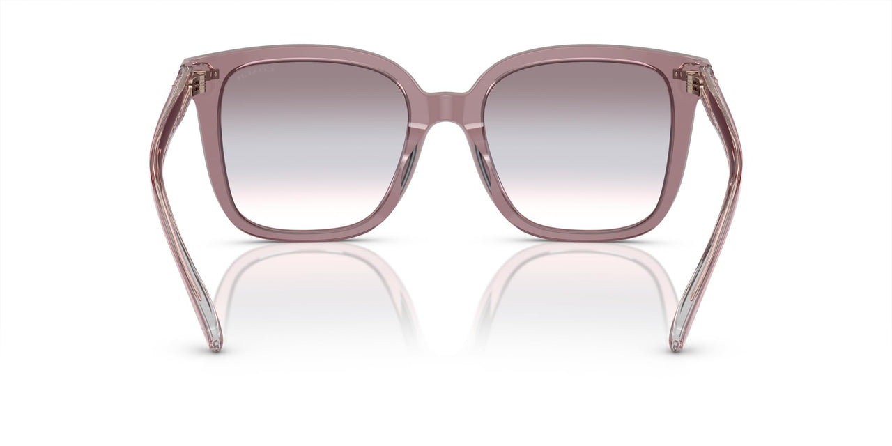 Coach HC8381F Low Bridge Fit Sunglasses, Transparent Rose/Blush/Purple Blue Peach Gradient, 56 mm