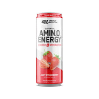Thumbnail for Optimum Nutrition Amino Energy Sparkling Hydration Drink, Electrolytes, Caffeine, Amino Acids, BCAAs, Sugar Free, Juicy Strawberry, 12 Fl Oz, 1 count (Packaging May Vary)
