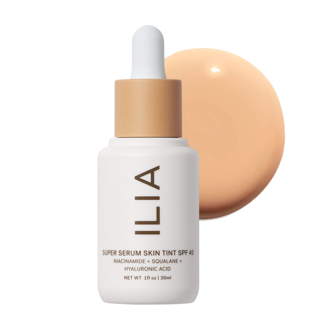 ILIA - Super Serum Skin Tint SPF 40 | Non-Comedogenic, Vegan, Lightweight to Help Against Blue Light, + Pollution while Hydrating, Smoothing, + Refining (Bom Bom ST5, 1 fl oz | 30 ml)