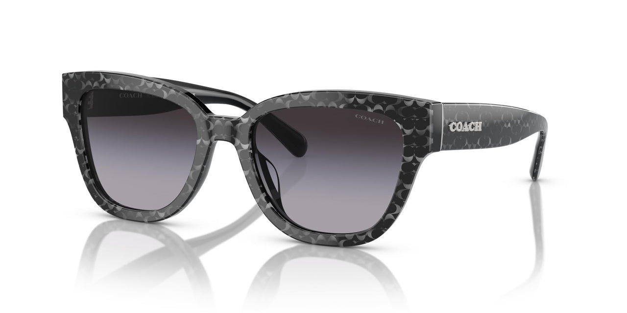 Coach HC8379U Universal Fit Sunglasses, Grey Pearl Signature C/Grey Gradient, 54 mm