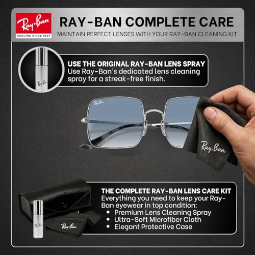 Ray-Ban RB1971 SQUARE 1971 CLASSIC Square Shaped Non-Polarized Sunglasses for Women – Includes Official RAYBAN Eyewear Kit – Ideal Formal & Casual Wear Sunglasses – Light Blue Gradient Lens