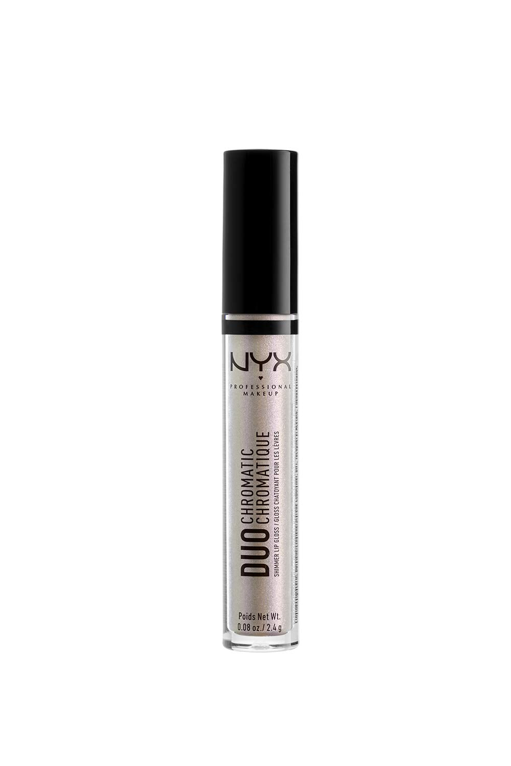 NYX PROFESSIONAL MAKEUP Duo Chromatic Lip Gloss - Crushing It, Sheer White Base With Blue/Pink Duo Chromatic Pearls