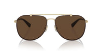 Thumbnail for COACH Men's HC7164 Aviator Sunglasses, Light Gold/Dark Tortoise/Dark Brown Solid, 59 mm