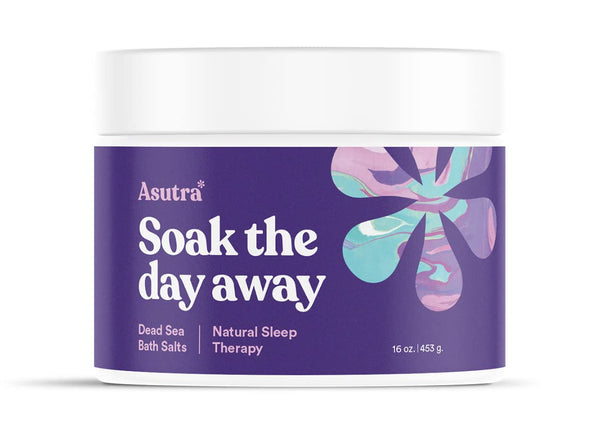 ASUTRA Dead Sea Bath Salts (Bedtime Soak), 16 oz - Soak in Rich & Vital Healing Minerals - Prepare for Sweet Dreams with Lavendar, Rosemary, & Ylang Ylang Essential Oils