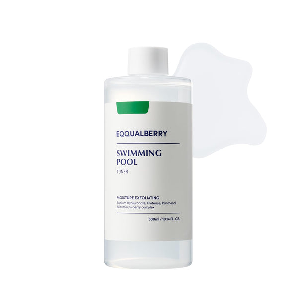 EQQUALBERRY Swimming Pool Toner - Korean Toner for Daily Exfoliating & Deep Hydration with Natural Enzyme Protease & Hyaluronic Acid, For Sensitive Skin, 10.14 Fl Oz (300ml)