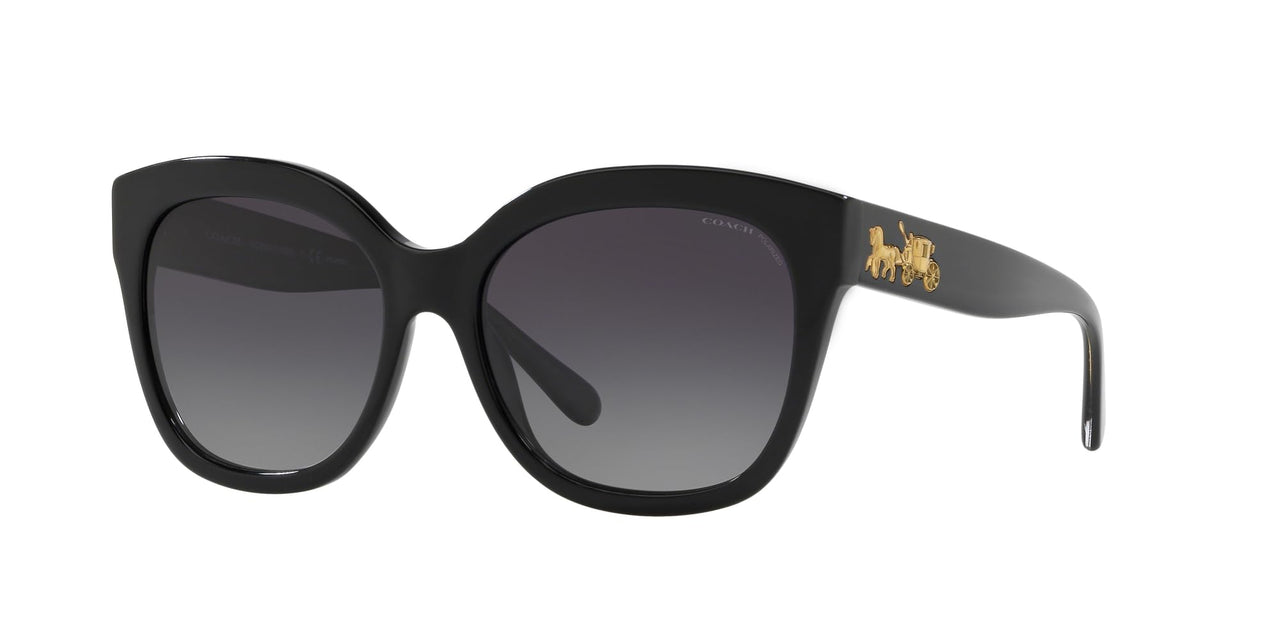 Coach HC8264 Sunglasses, Black/Grey Gradient Polarized, 56 mm