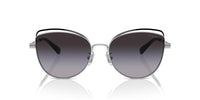 Thumbnail for COACH Women's HC7162 Cat Eye Sunglasses, Shiny Silver/Black/Grey Gradient, 57 mm