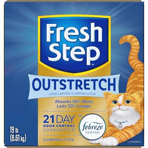 Fresh Step Outstretch Long Lasting Clumping Litter With Febreze Freshness, Activated Charcoal Litter Lasts 50% Longer, 19 lb. Box