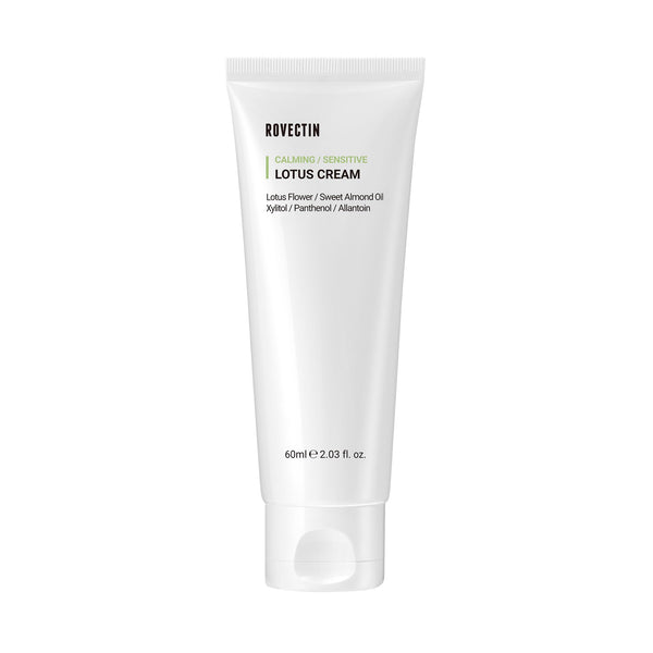 ROVECTIN Calming Lotus Cream – Lightweight Hydrating & Soothing Moisturizer Face Cream for Sensitive Skin | 75% Lotus Water Extract & Niacinamide for Anti-Aging | Vegan Korean Skincare (2.03 fl oz)