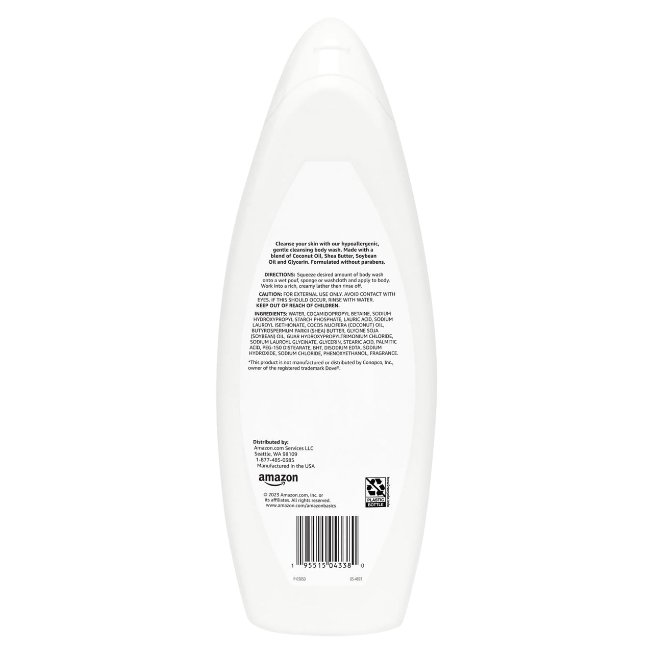 Amazon Basics Hypoallergenic Body Wash for Sensitive Skin, Creamy Lather, Paraben Free, 22 fl oz (1-Pack)