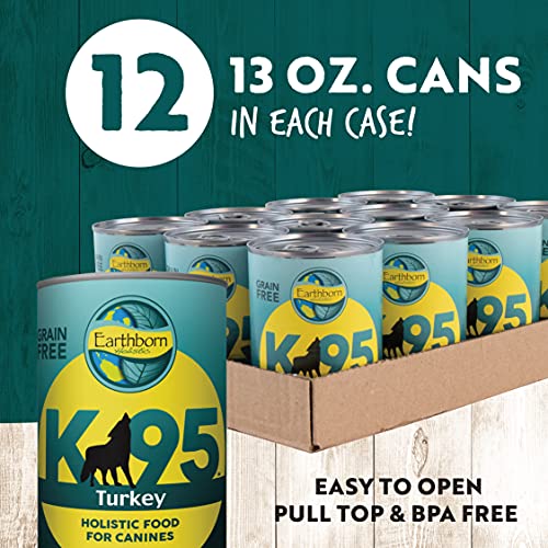 Earthborn Holistic K95 Turkey Recipe Grain-Free Canned Moist Dog Food 13 oz Can