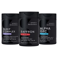 Thumbnail for Sports Research® Recovery Support - Pure Saffron Supplement 30 mg, Extra Strength Alpha GPC 630mg, and Sleep Complex with Melatonin 5mg, L-Theanine 200mg & Magnesium 140mg